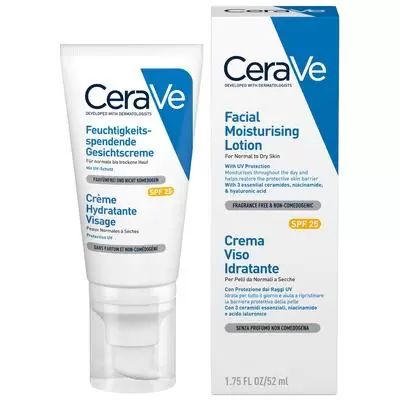 CeraVe Увлажняющий лосьон для лица для нормальной и сухой кожи SPF25, 52 мл
